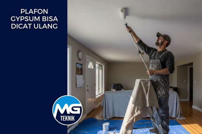 plafon gypsum bisa dicat ulang